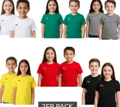 T-Shirts & Tank Tops*PUMA 2er Pack TeamGoal 23 Jungen & Mädchen Sport-Shirt Baumwoll-Shirt mit Logo-Patch T-Shirt 656709 in Grün, Schwarz, Grau, Gelb, Rot oder Weiß