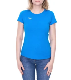 Fitnessmode & Jogginghosen|Tops & T-Shirts*PUMA 3er Pack TeamGoal23 Damen T-Shirt Sport-Shirt Baumwoll-Shirt mit Logo-Patch Fitness-Shirt 657085 Grau, , Blau oder Schwarz Rot