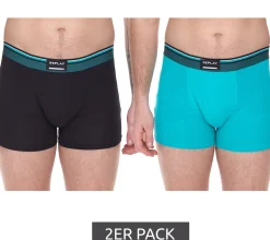 Unterwäsche|Boxershorts*REPLAY 2er Pack Herren Retro Boxershorts Baumwoll-Unterwäsche I101235-001 N257 Schwarz/Türkis