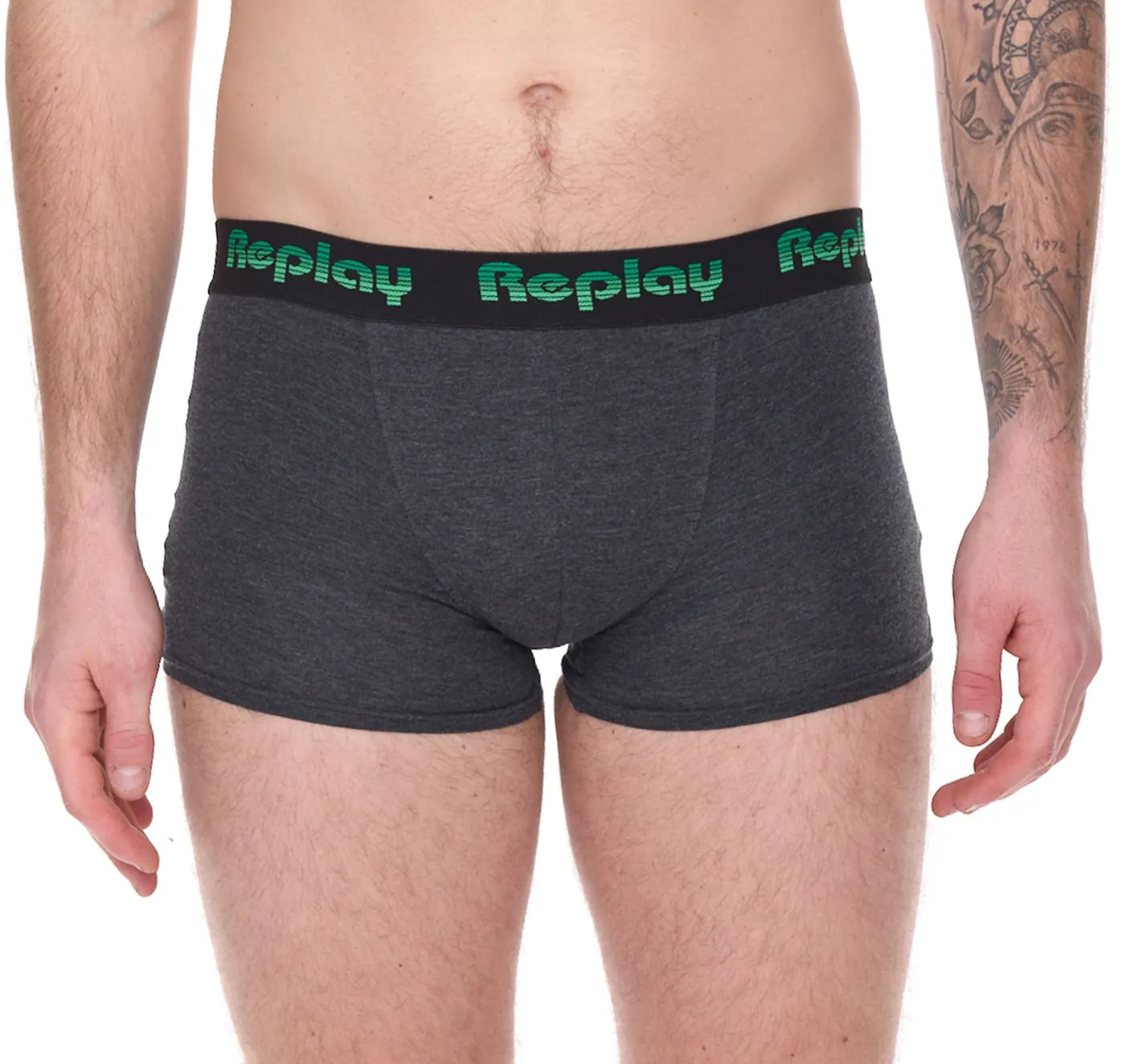 Unterwäsche|Boxershorts*REPLAY 2er Pack Herren Retro Boxershorts Baumwoll-Unterwäsche I101189 N195 Schwarz/Grau