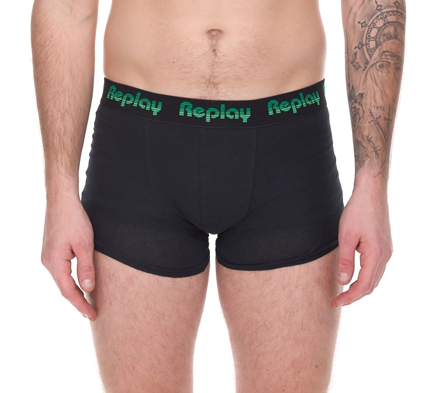 Unterwäsche|Boxershorts*REPLAY 2er Pack Herren Retro Boxershorts Baumwoll-Unterwäsche I101189 N195 Schwarz/Grau
