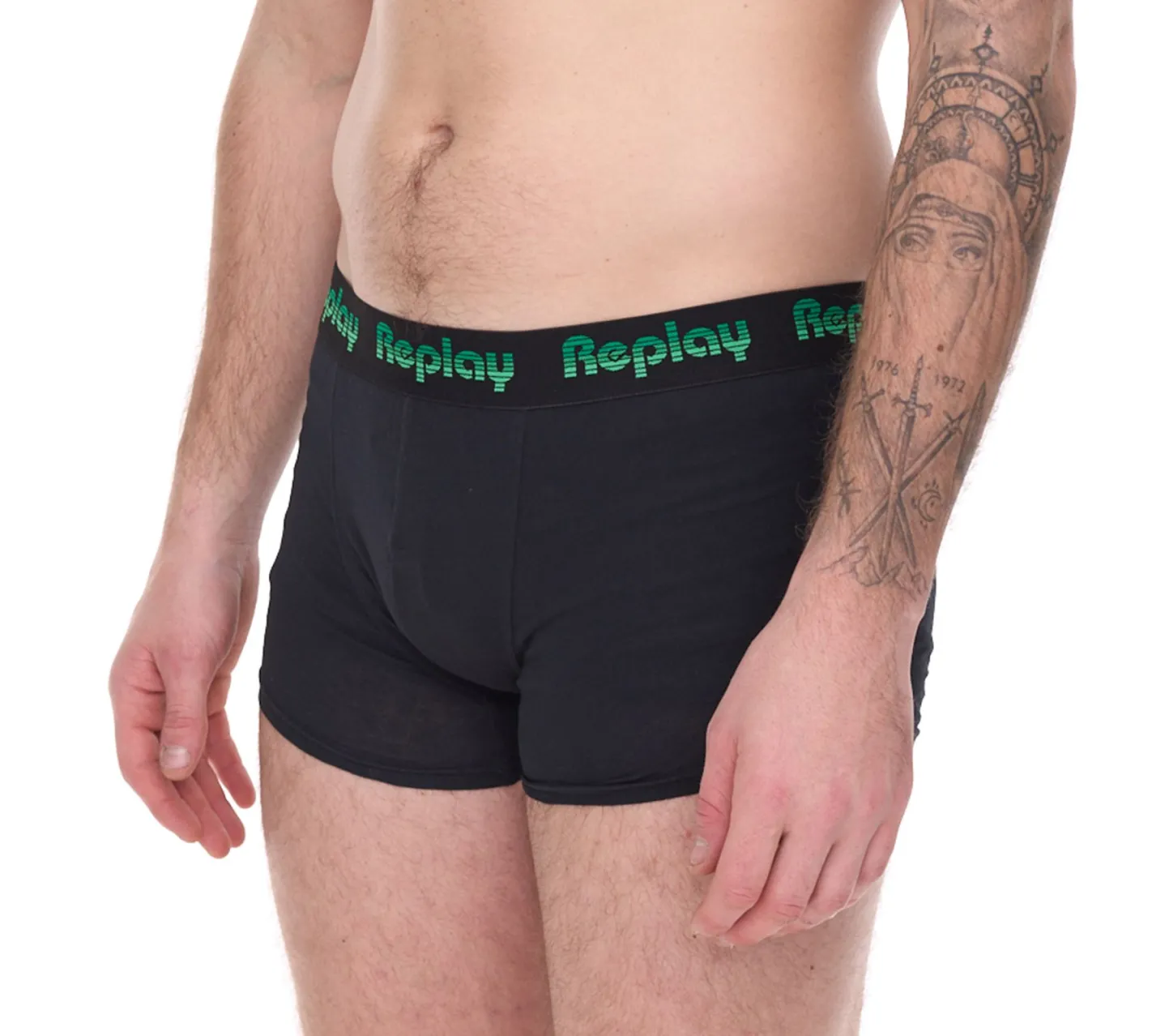 Unterwäsche|Boxershorts*REPLAY 2er Pack Herren Retro Boxershorts Baumwoll-Unterwäsche I101189 N195 Schwarz/Grau
