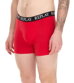 Unterwäsche|Boxershorts*REPLAY 3er Pack Herren Retro Boxershorts Baumwoll-Unterwäsche I101102-002 N176 Schwarz/Grau/Rot