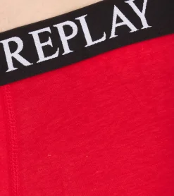 Unterwäsche|Boxershorts*REPLAY 3er Pack Herren Retro Boxershorts Baumwoll-Unterwäsche I101102-002 N176 Schwarz/Grau/Rot