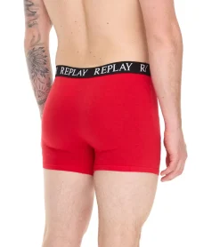 Unterwäsche|Boxershorts*REPLAY 3er Pack Herren Retro Boxershorts Baumwoll-Unterwäsche I101102-002 N176 Schwarz/Grau/Rot