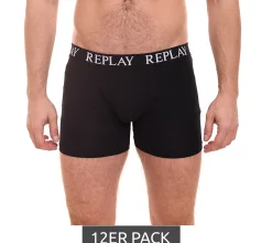 Unterwäsche|Boxershorts*REPLAY 12er Pack Herren Retro Boxershorts Baumwoll-Unterwäsche I101102-002 N011 Schwarz