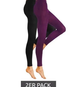 Große Größen|Fitnessmode & Jogginghosen*ROGO 2er Pack X LAVANA Damen Baumwoll-Leggings bequeme Leggings Sport-Leggings Schwarz, Lila, Grau, Braun, Blau