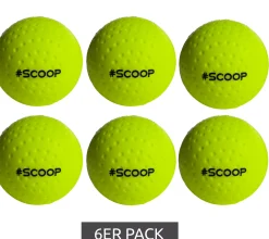 Sportausrüstung|Ballsport*SCOOP 6er Pack X-Treme Hockey Street-Balls mit Dimple-Design Hockeyball Sport-Ausrüstung NI266446 Neon-Gelb