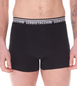 Unterwäsche|Boxershorts*Sergio Tacchini 10er Pack Herren Boxershorts mit zweifarbigen Bund und weißen Schriftzug Baumwoll-Unterhose 160gsm 23.0000.974 Schwarz/Weiß, Schwarz/Grau oder Schwarz