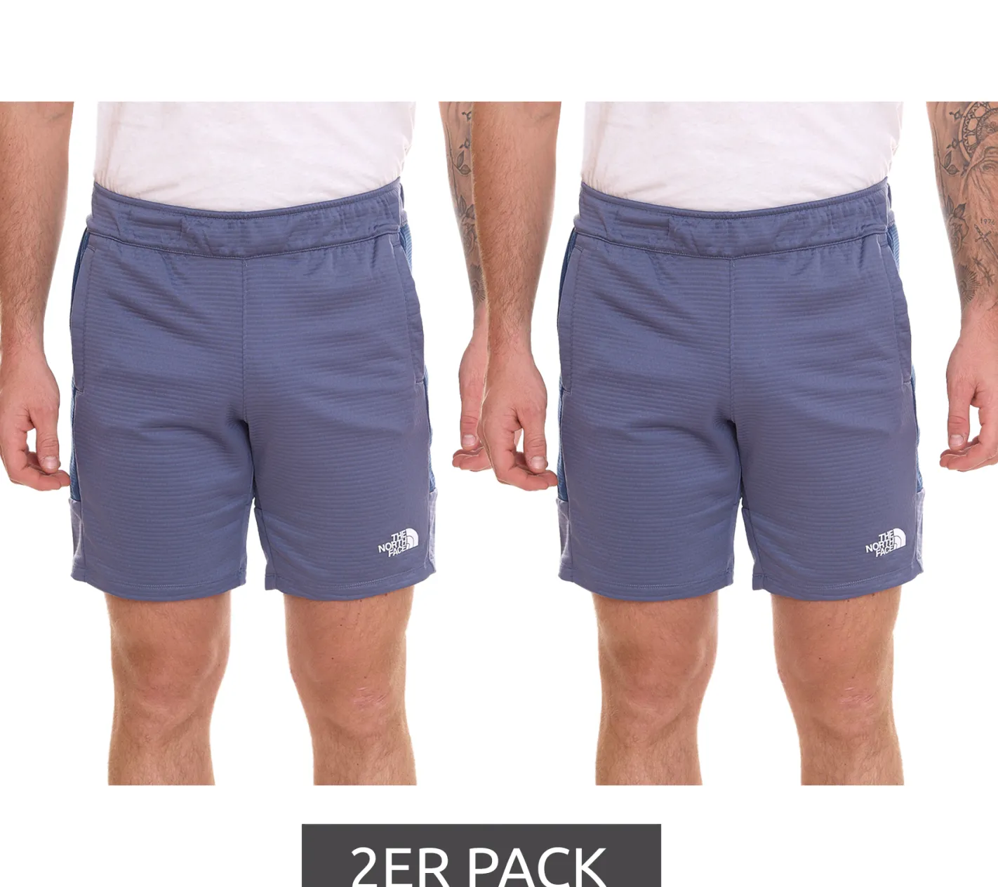 Shorts & Bermudas*THE NORTH FACE 2er Pack Mountain Athletics Herren Fleece-Shorts sportliche Sommer-Hose mit Eingriffstaschen NF0A82300EA1 Blau