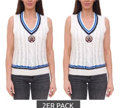 Sweater & Pullover*Tom Tailor 2er Pack Cable Damen Pullunder mit Zopfstrick 19092600 Wollweiß