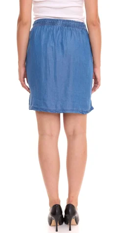 Röcke*TRUE style 3er Pack Damen Rock mit seitlichen Eingriffstaschen Lyocell-Rock Mini-Rock Sommer-Hose 7835962 Blau