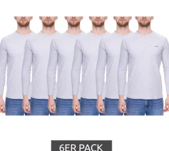 Nachtwäsche & Bademode*TRUE style 6er Pack Herren Pyjama-Shirt Baumwoll-Pullover Schlaf-Shirt Oeko-Tex zertifiziert - Standard 100 Rundhals-Pullover 7753437 Hellgrau