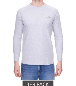 Nachtwäsche & Bademode*TRUE style 3er Pack Herren Pyjama-Shirt Baumwoll-Pullover Schlaf-Shirt Oeko-Tex zertifiziert - Standard 100 Rundhals-Pullover 7753437 Hellgrau
