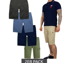 Shorts & Bermudas*U.S. POLO ASSN. 2er Pack Herren Freizeit-Cargo Shorts leichte Freizeit-Shorts mit U.S. Polo Stickerei kurze Hose 143 68147 52661 in Khaki, Blau, Beige oder Grau