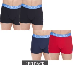 Unterwäsche|Boxershorts*U.S. POLO ASSN. 2er Pack Herren Boxershorts atmungsaktive Baumwoll-Unterhose Unterwäsche 011601_US16133_02 Schwarz oder Blau/Rot
