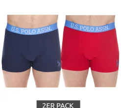 Unterwäsche|Boxershorts*U.S. POLO ASSN. 2er Pack Herren Boxershorts atmungsaktive Baumwoll-Unterhose Unterwäsche 011601_US16133_02 Schwarz oder Blau/Rot