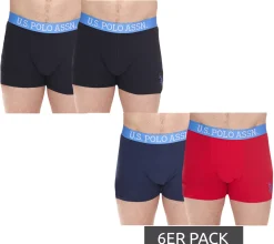 Unterwäsche|Boxershorts*U.S. POLO ASSN. 6er Pack Herren Boxershorts atmungsaktive Baumwoll-Unterhose Unterwäsche 011601_US16133_02 Schwarz oder Blau/Rot