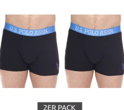 Unterwäsche|Boxershorts*U.S. POLO ASSN. 2er Pack Herren Boxershorts atmungsaktive Baumwoll-Unterhose Unterwäsche 011601_US16133_02 999 Schwarz/Hellblau