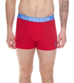 Unterwäsche|Boxershorts*U.S. POLO ASSN. 2er Pack Herren Boxershorts atmungsaktive Baumwoll-Unterhose Unterwäsche 011601_US16133_02 999 Dunkelblau/Hellblau/Rot