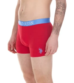 Unterwäsche|Boxershorts*U.S. POLO ASSN. 2er Pack Herren Boxershorts atmungsaktive Baumwoll-Unterhose Unterwäsche 011601_US16133_02 999 Dunkelblau/Hellblau/Rot