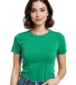 Tops & T-Shirts*AjC 2er Set Damen T-Shirt Rundhals-Shirt Baumwoll-Shirt Kurzarm-Shirt 97804453 Blau/Grün