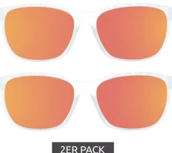 Sonnenbrillen*adidas 2er Sparpack Sport Herren Sonnen-Brille mit rot/orangenen Gläsern und transparenten Bügeln Lauf-Brille SP0014 6226G Transparent
