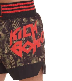 Sportunterbekleidung|Fitnessmode & Jogginghosen*adidas 3er Sparpack Thaibox-Shorts Kickbox-Shorts für Damen und Herren Sport-Shorts aus Satin mit Allover-Print ADISKB02 C Schwarz/Grün