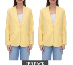 Blazer & Sakko*AjC 2er Sparpack Damen Blazer hüftlanger Boyfriend-Blazer mit Innenfutter und Ein-Knopf-Verschluss 53438757 Gelb