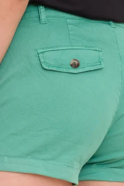 Shorts & Bermudas*AjC 2er Sparpack Damen Hot-Pants mit Bügelfalten Chino-Shorts mit fixiertem Umschlag Sommer-Shorts 83031904 Grün