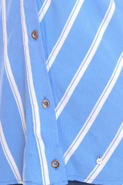 Poloshirts & Blusen*AjC 2er Sparpack Damen Schlupf-Bluse nachhaltige V-Neck Bluse gestreift 48173418 Blau/Weiß