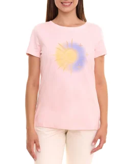 Tops & T-Shirts*AjC 2er Sparpack Damen T-Shirt mit verschiedenen Prints kurzärmliges Sommer-Shirt Baumwolle Mint, Rosa oder Weiß