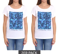 Tops & T-Shirts*AjC 2er Sparpack T-Shirt modisches Damen Kurzarm-Shirt mit Love-Print Sommer-Shirt 32038357 Weiß