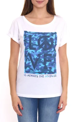Tops & T-Shirts*AjC 2er Sparpack T-Shirt modisches Damen Kurzarm-Shirt mit Love-Print Sommer-Shirt 32038357 Weiß