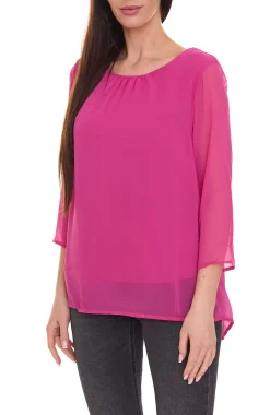 Poloshirts & Blusen*Aniston 2er Sparpack SELECTED Damen modische Sommer-Bluse mit 3/4-Ärmeln 16113300 Pink