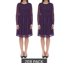 Kleider*Aniston 2er Sparpack SELECTED Damen Maschenkleid modisches Sommer-Kleid 99458044 Lila