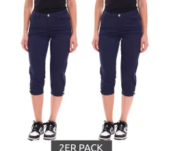 Hosen & Jeans*DELMAO 2er Sparpack Damen Sommer-Hose stylische Baumwoll-Hose Knielang 61966429 Blau