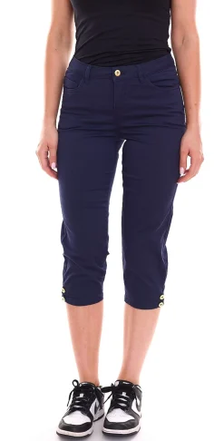 Hosen & Jeans*DELMAO 2er Sparpack Damen Sommer-Hose stylische Baumwoll-Hose Knielang 61966429 Blau