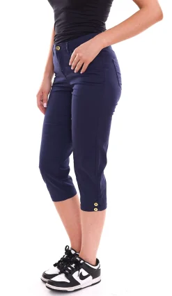 Hosen & Jeans*DELMAO 2er Sparpack Damen Sommer-Hose stylische Baumwoll-Hose Knielang 61966429 Blau