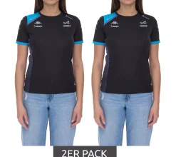 Tops & T-Shirts*Kappa 2er Sparpack X ALPINE Formel 1 F1 Damen T-Shirt mit HYDRO WAY PROTECTION-Technologie Kurzarm-Shirt 351G58W AF1 A12 Schwarz