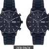Herrenuhren|Herrenuhren*KNOX 2er Sparpack Herren Armband-Uhr analoge Quarz-Uhr mit Silikon-Armband 41mm 01 Navy