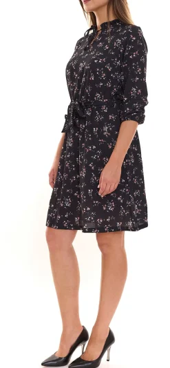 Kleider*Laura Scott 2er Spar-Pack Bubblecrepe Kleid Damen Mini-Kleid mit Allover Blumen-Print Chiffon-Kleid 12329967 Schwarz/Bunt