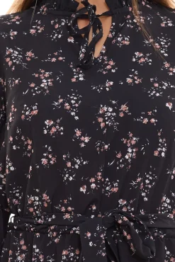 Kleider*Laura Scott 2er Spar-Pack Bubblecrepe Kleid Damen Mini-Kleid mit Allover Blumen-Print Chiffon-Kleid 12329967 Schwarz/Bunt