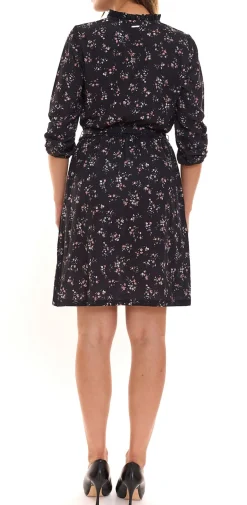 Kleider*Laura Scott 2er Spar-Pack Bubblecrepe Kleid Damen Mini-Kleid mit Allover Blumen-Print Chiffon-Kleid 12329967 Schwarz/Bunt