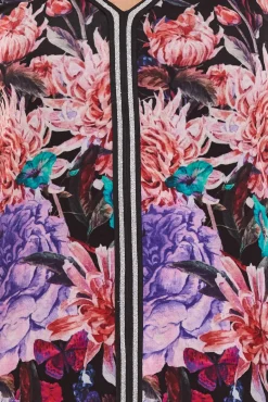 Kleider*melrose 2er Sparpack Mini-Kleid ärmelloses Damen Sommerkleid mit Blütendruck und Glitzertape 32156535 Schwarz/Bunt