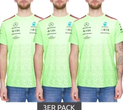 T-Shirts & Tank Tops*Mercedes-Benz 3er Sparpack AMG Petronas F1 Herren T-Shirt mit Sponsoren-Logos Kurzarm-Shirt 701223440 001 Neon-Grün
