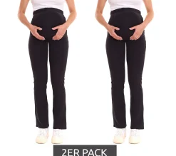 Hosen & Jeans*neun 9 monate 2er Sparpack Damen Umstands-Leggings bequeme Schwangerschafts-Hose Umstandsmode 73414137 Schwarz