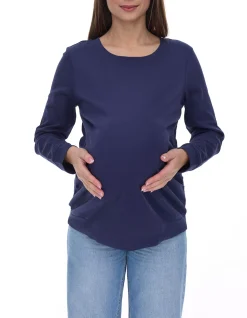 Sweater & Pullover*neun 9 monate 2er Sparpack Damen schlichtes Schwangerschafts-Shirt Umstands-Mode 58374154 Dunkelblau