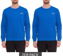 Pullover & Sweater*NORTHERN COUNTRY 2er Sparpack Herren Pullover mit Markenprint auf Brust Baumwoll-Sweater Langarm-Shirt 00009468 Blau