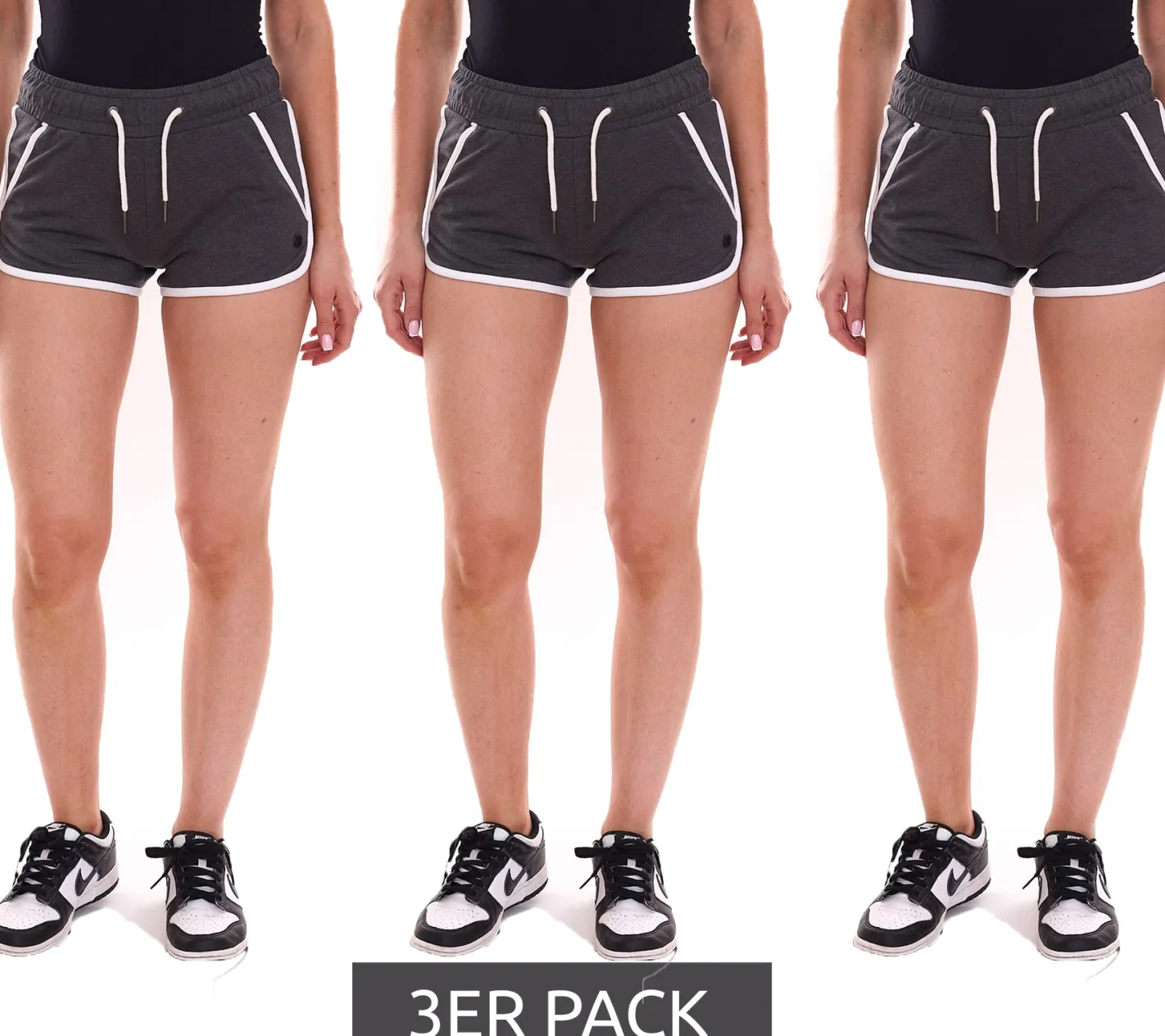 Shorts & Bermudas*OCEAN SPORTSWEAR 3er Sparpack Damen Sweat-Shorts kurze Hose mit seitlichen Eingriffstaschen 99736902 Dunkelgrau